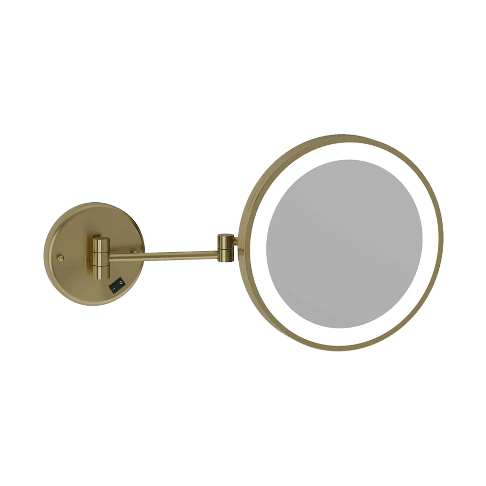 Thermogroup Ablaze 3x Magnification Wall Mounted Shaving Mirror 250mm Round Brushed Brass