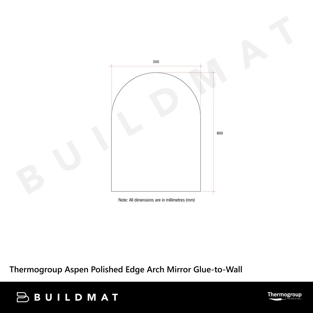 Thermogroup Ablaze Aspen Polished Edge Arch Mirror 500x800mm - Image 4