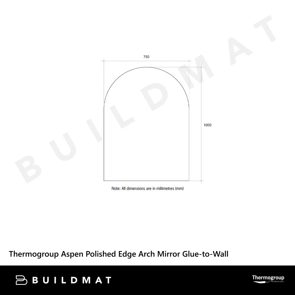 Thermogroup Ablaze Aspen Polished Edge Arch Mirror 750x1000mm with Demister - Image 4