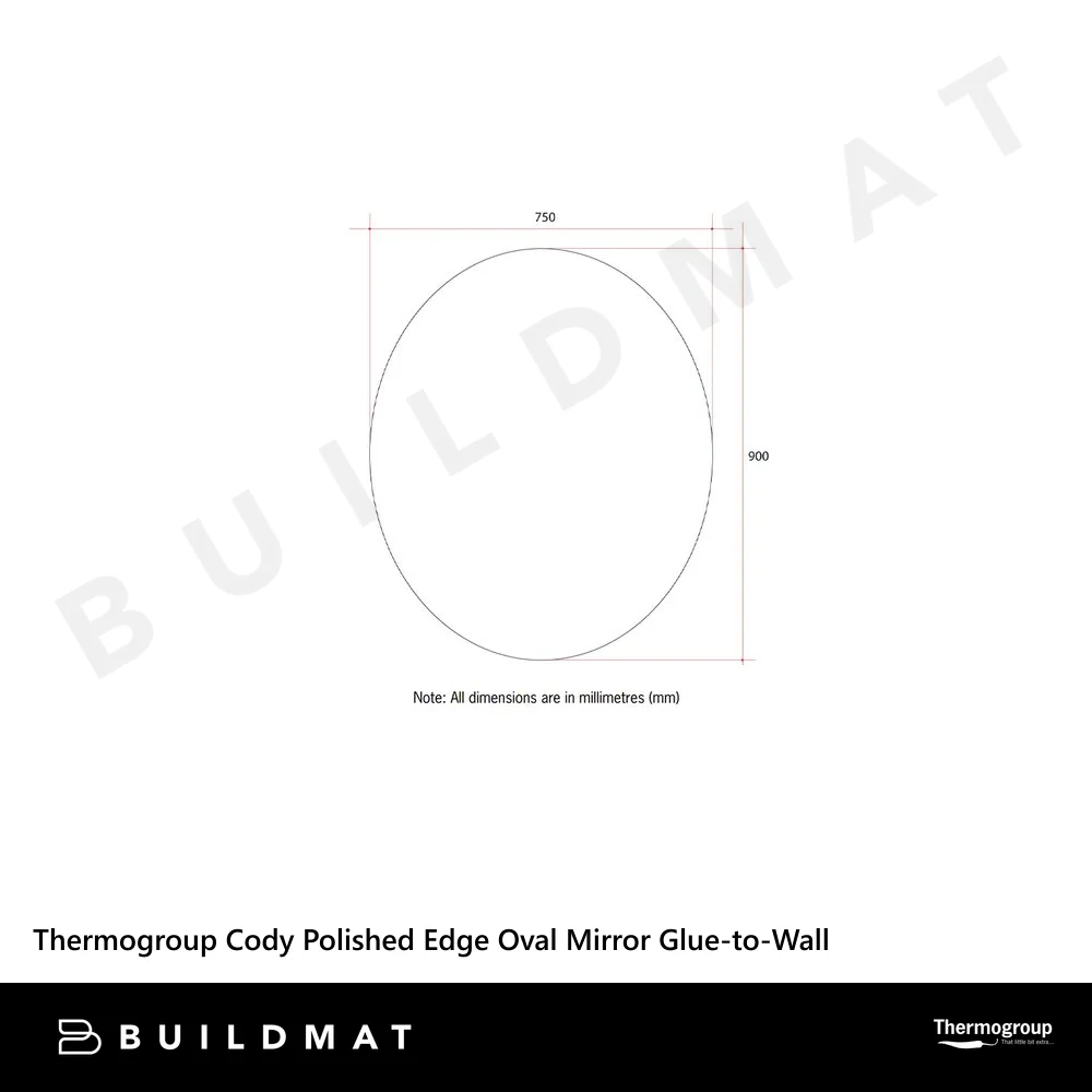 Thermogroup Ablaze Cody Polished Edge Oval Mirror 900x750mm with Demister - Image 4