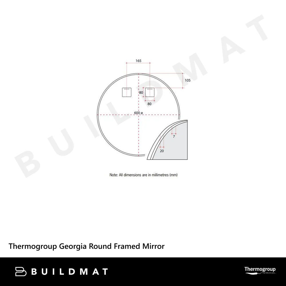 Thermogroup Ablaze Georgia Round Framed Mirror 600mm White - Image 4