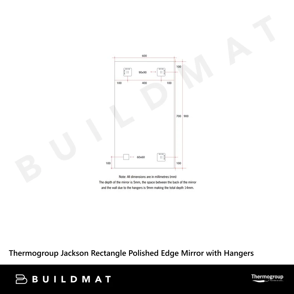 Thermogroup Ablaze Jackson Rectangle Polished Edge Mirror 600x900mm - Image 5