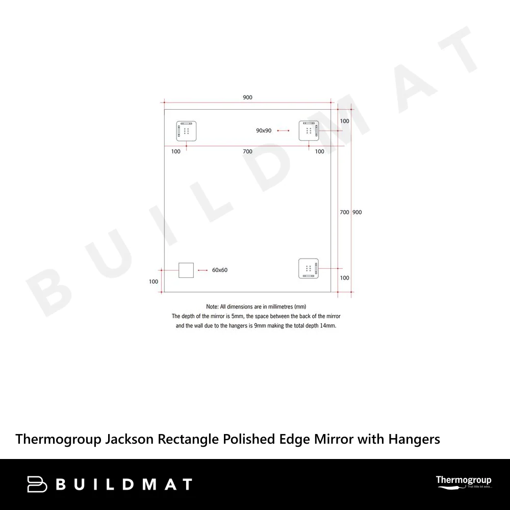 Thermogroup Ablaze Jackson Rectangle Polished Edge Mirror 900x900mm - Image 5