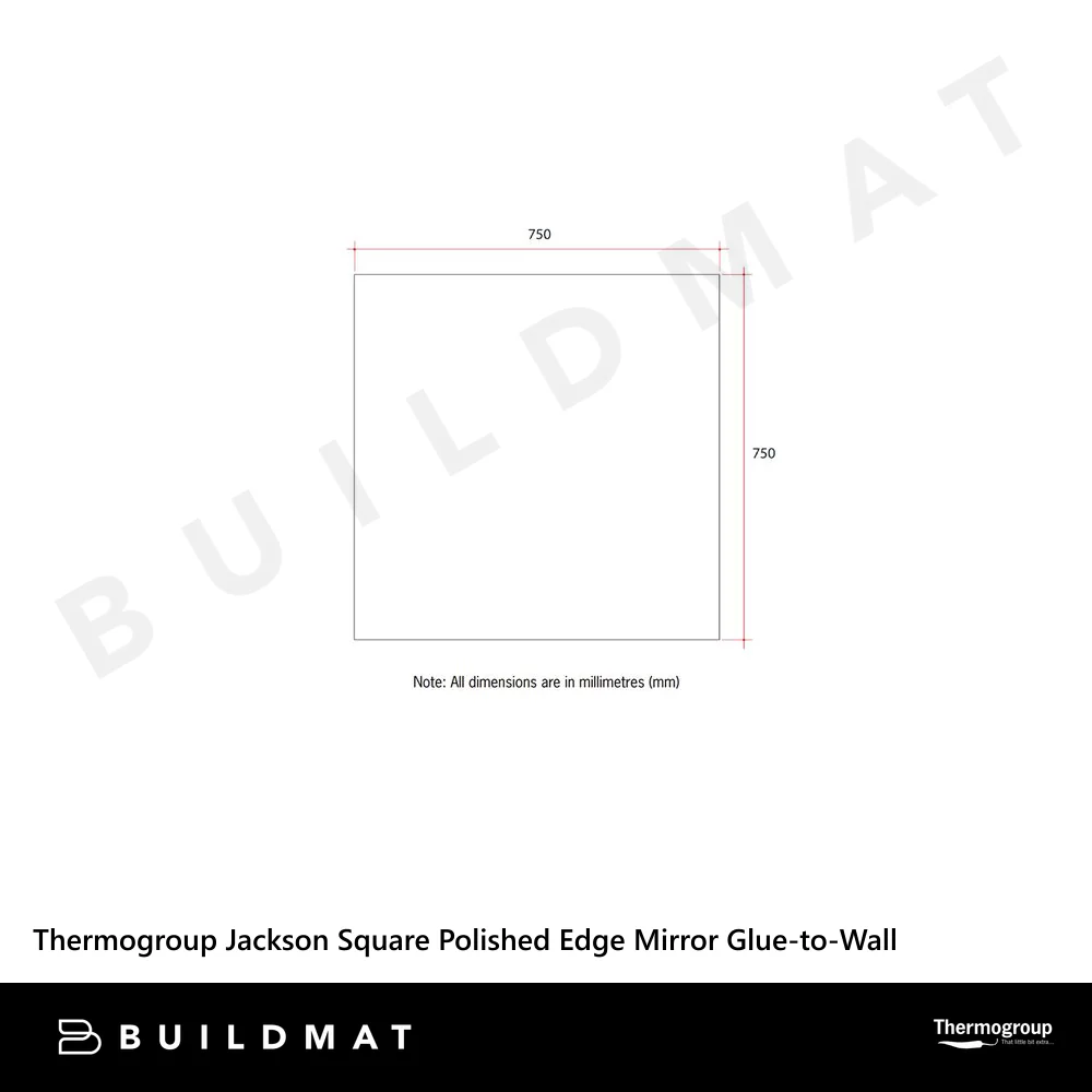 Thermogroup Ablaze Jackson Square Polished Edge Mirror 750x750mm with Demister - Image 4