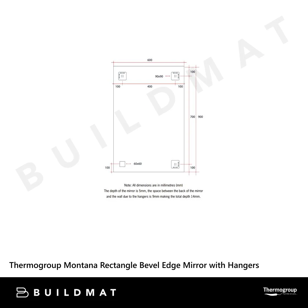 Thermogroup Ablaze Montana Rectangle 25mm Bevel Edge Mirror 600x900mm - Image 5