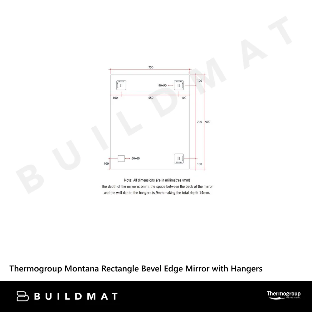 Thermogroup Ablaze Montana Rectangle 25mm Bevel Edge Mirror 900x750mm - Image 5