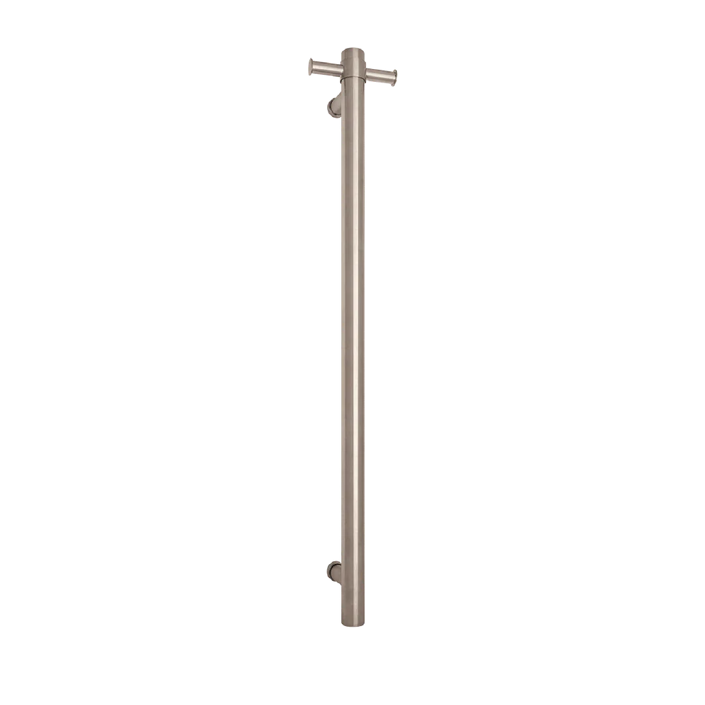 Thermogroup Brushed Round Non-Heated Vertical Single Towel Rail Brushed Stainless Steel - Image 3