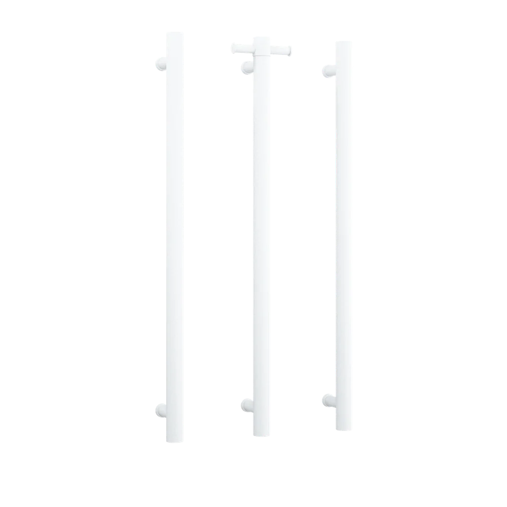 Thermogroup Round 240Volt Vertical Single 22Watts Heated Rail Matt White - Image 3