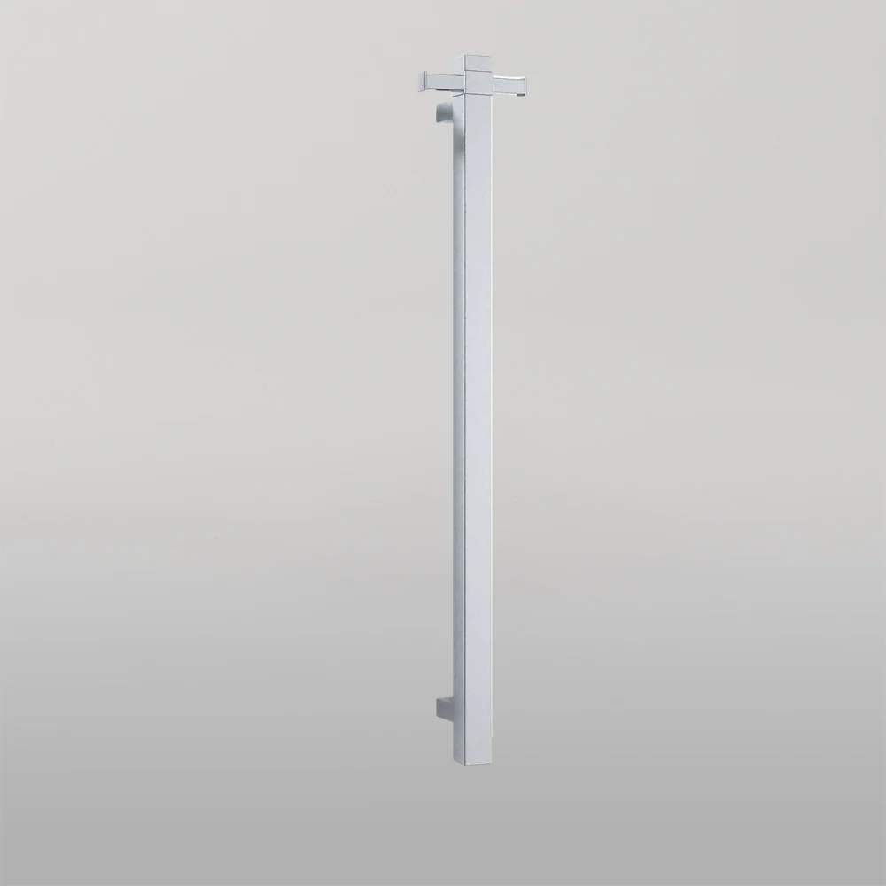 Thermogroup Square Vertical Single Bar Heated Towel Rail Polished Stainless Steel - Image 2