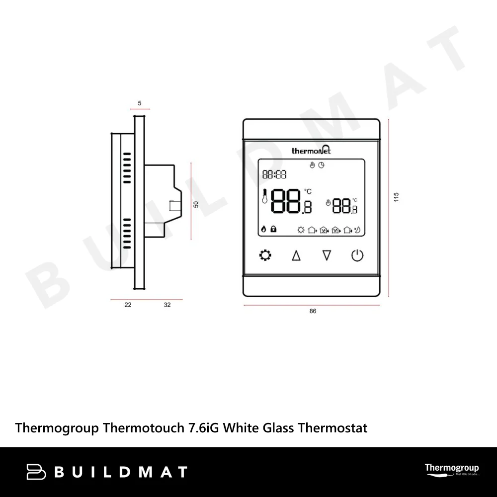 Thermogroup Thermotouch 7.6iG Glass Thermostat 16A Max Load Black - Image 4