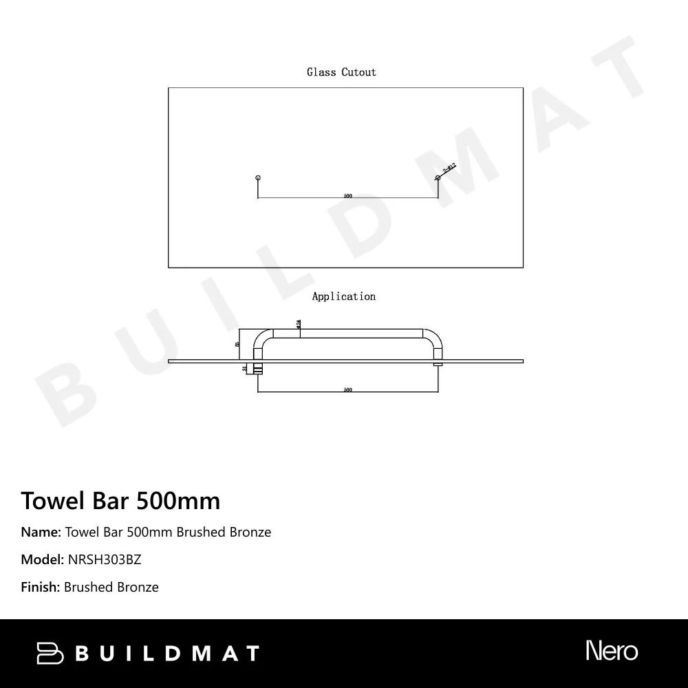 Nero Towel Bar 500mm Brushed Bronze - Image 4