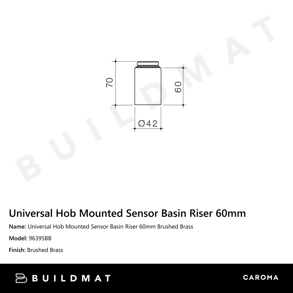 Caroma Universal Hob Mounted Sensor Basin Riser 60mm Brushed Brass - Image 4