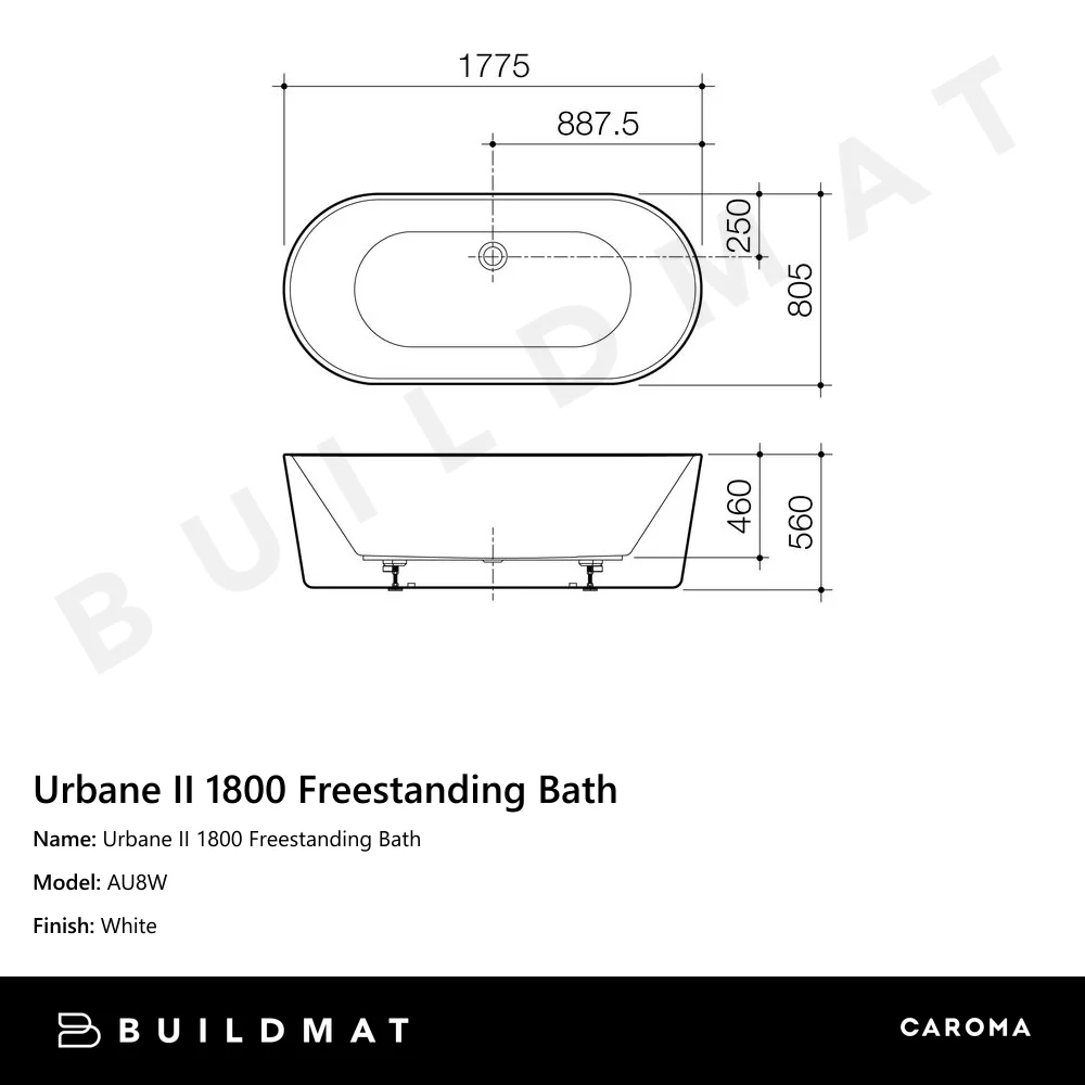 Caroma Urbane II 1800 Freestanding Bath - Image 4