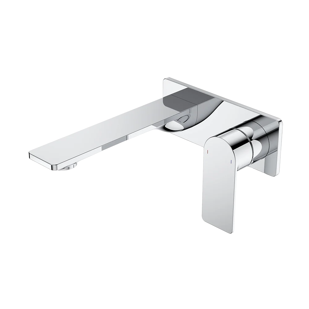Caroma Urbane II 180mm Wall Basin/Bath Mixer and Outlet Rectangular Plate Lead Free Chrome