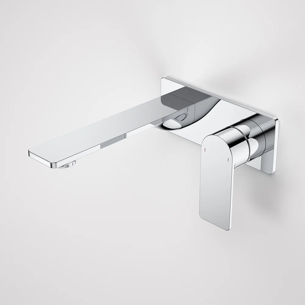 Caroma Urbane II 180mm Wall Basin/Bath Mixer and Outlet Rectangular Plate Lead Free Chrome - Image 2