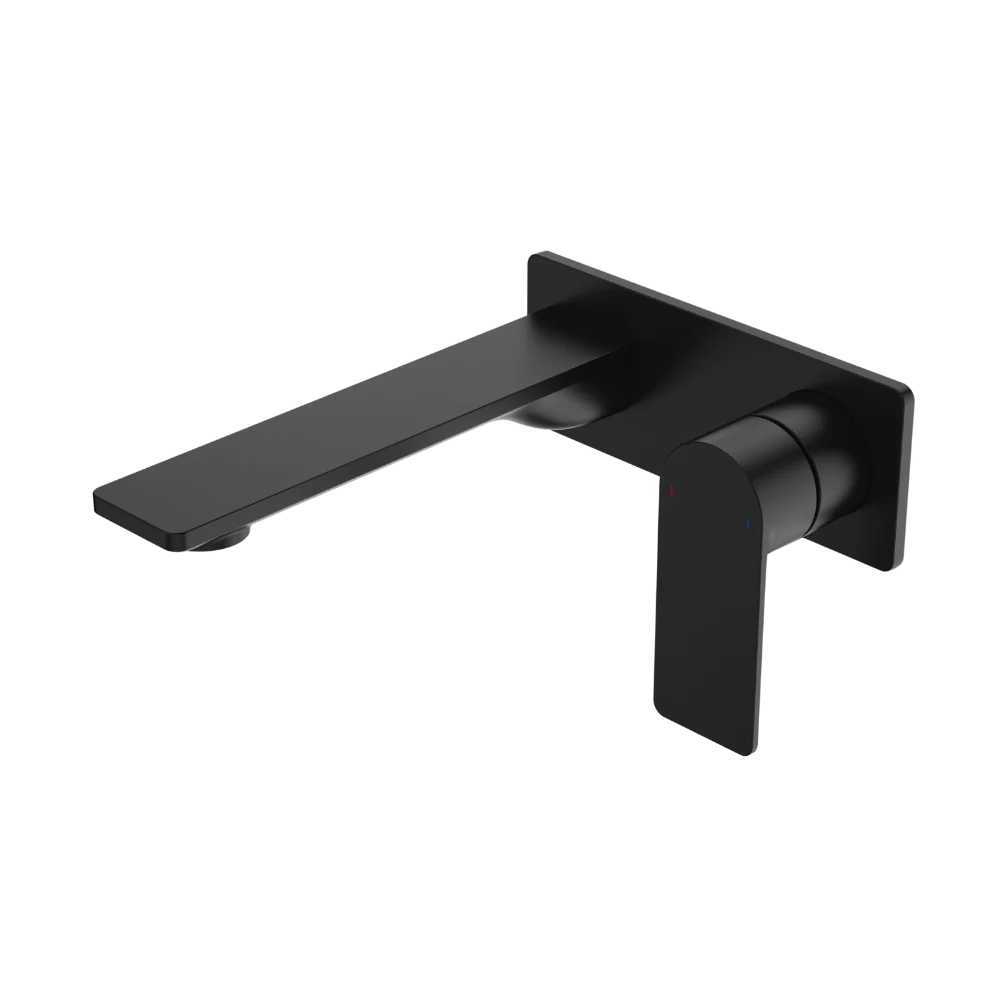 Caroma Urbane II 180mm Wall Basin/Bath Mixer and Outlet Rectangular Plate Lead Free Matte Black - Image 3