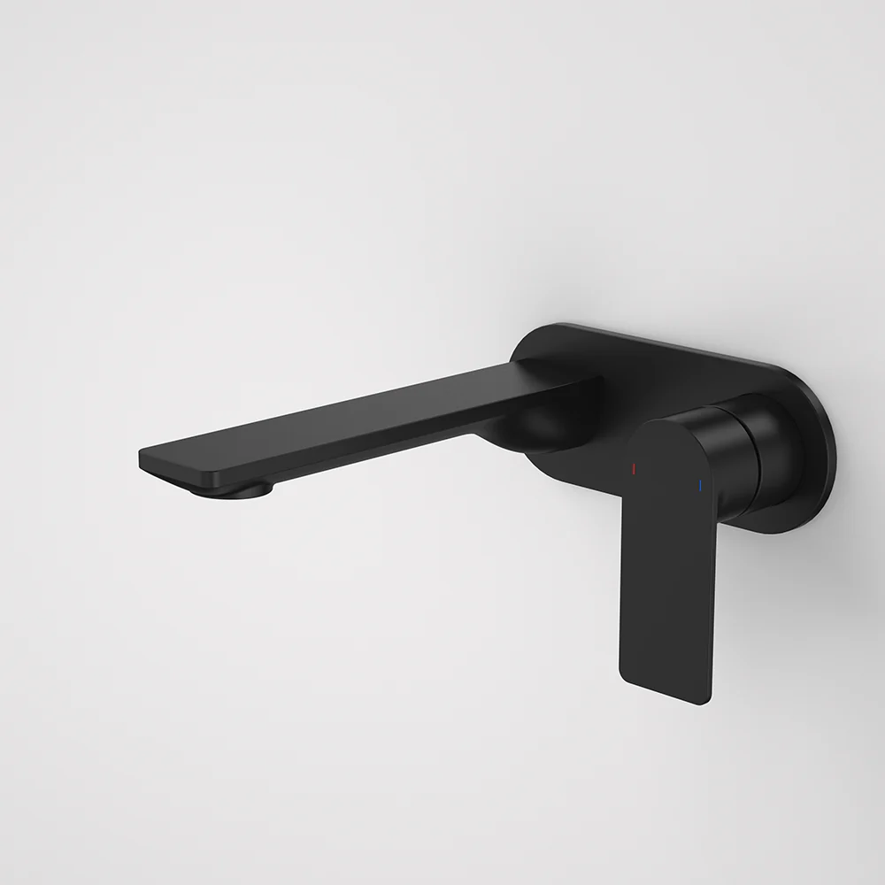 Caroma Urbane II 180mm Wall Basin/Bath Mixer and Outlet Round Plate Lead Free Matte Black - Image 2