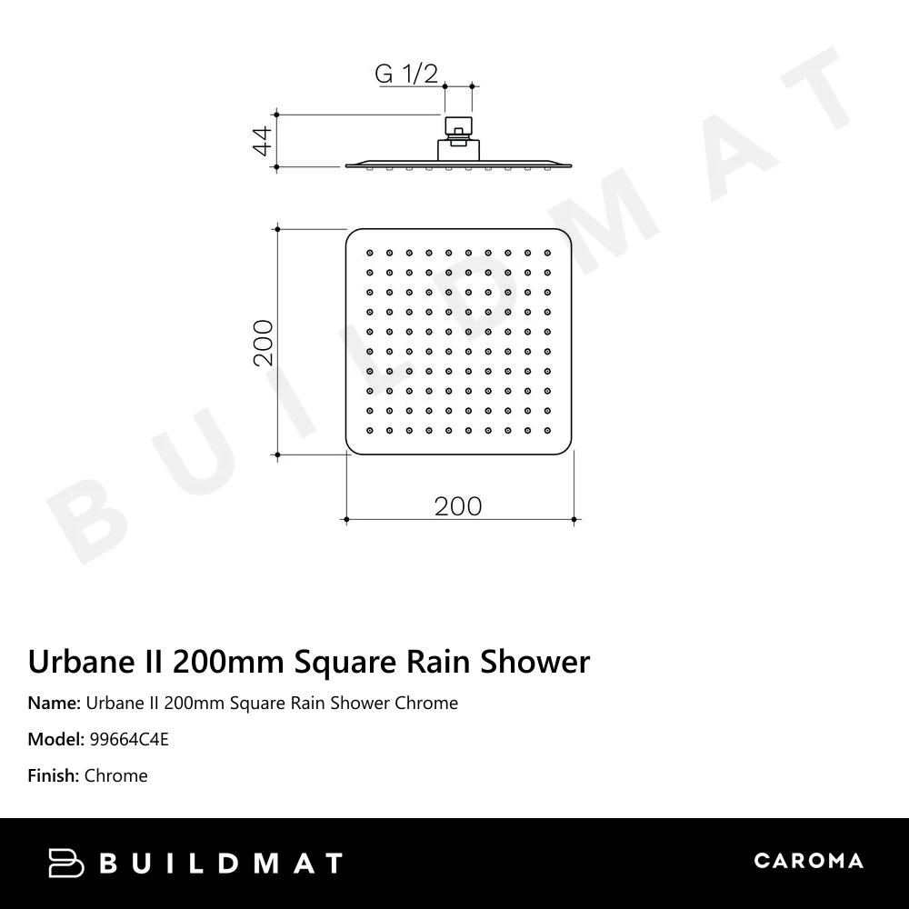 Caroma Urbane II 200mm Square Rain Shower Chrome - Image 4