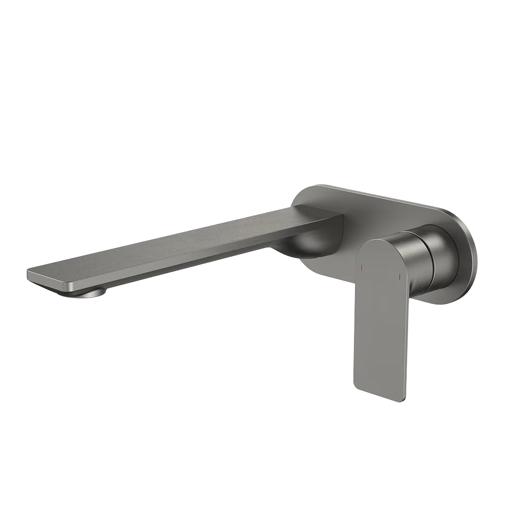Caroma Urbane II 220mm Wall Basin/Bath Mixer and Outlet Round Plate Lead Free Brushed Gunmetal
