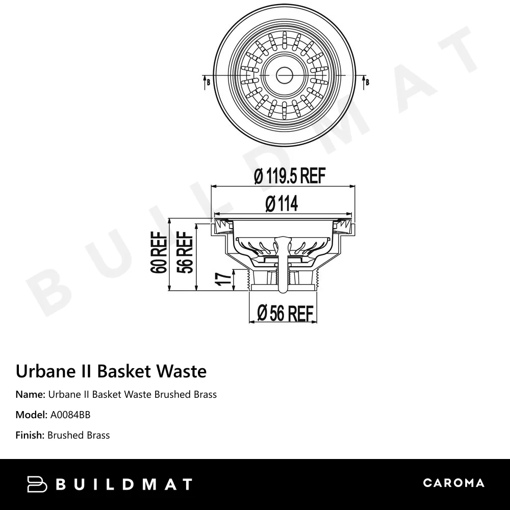 Caroma Urbane II Basket Waste Brushed Brass - Image 4