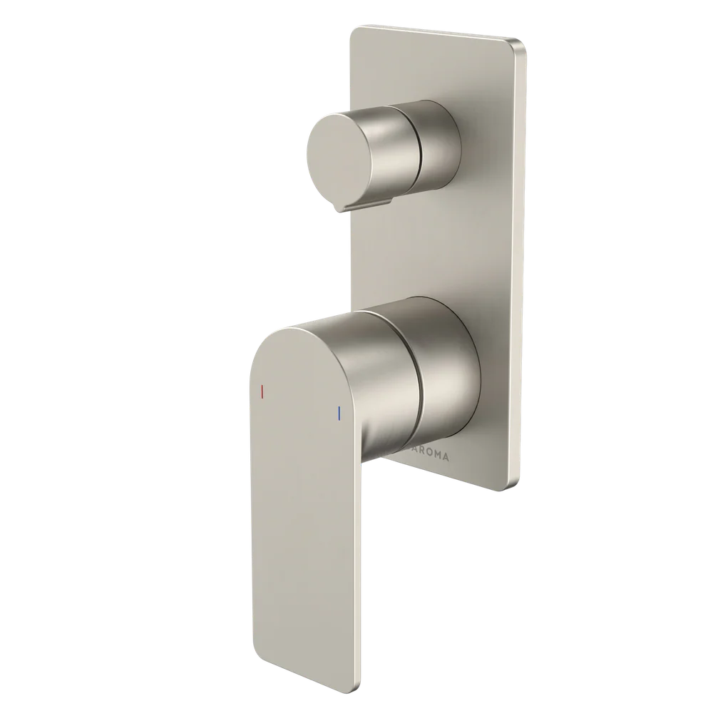 Caroma Urbane II Bath/Shower Mixer With Diverter Rectangular Cover Plate Brushed Nickel
