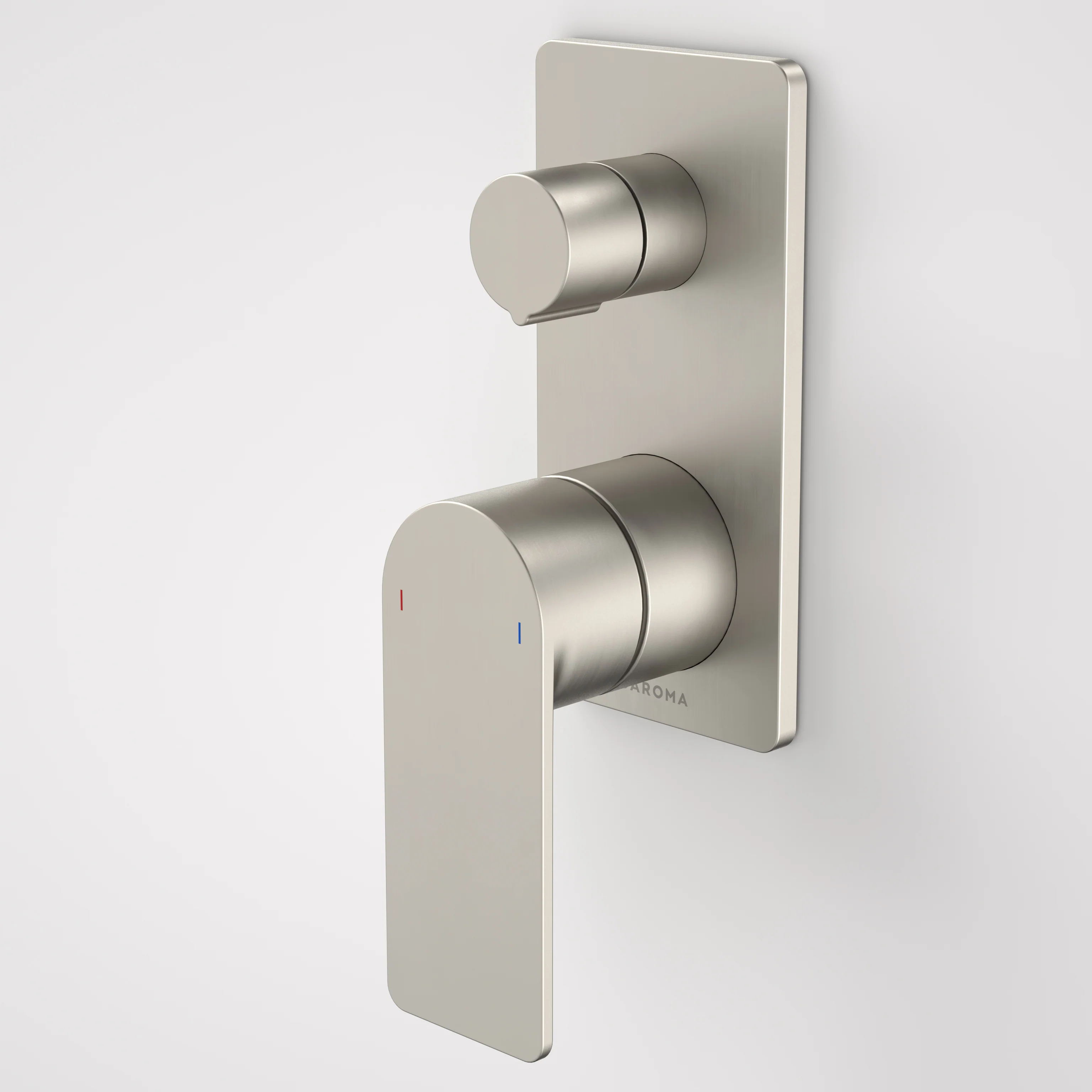 Caroma Urbane II Bath/Shower Mixer With Diverter Rectangular Cover Plate Brushed Nickel - Image 2