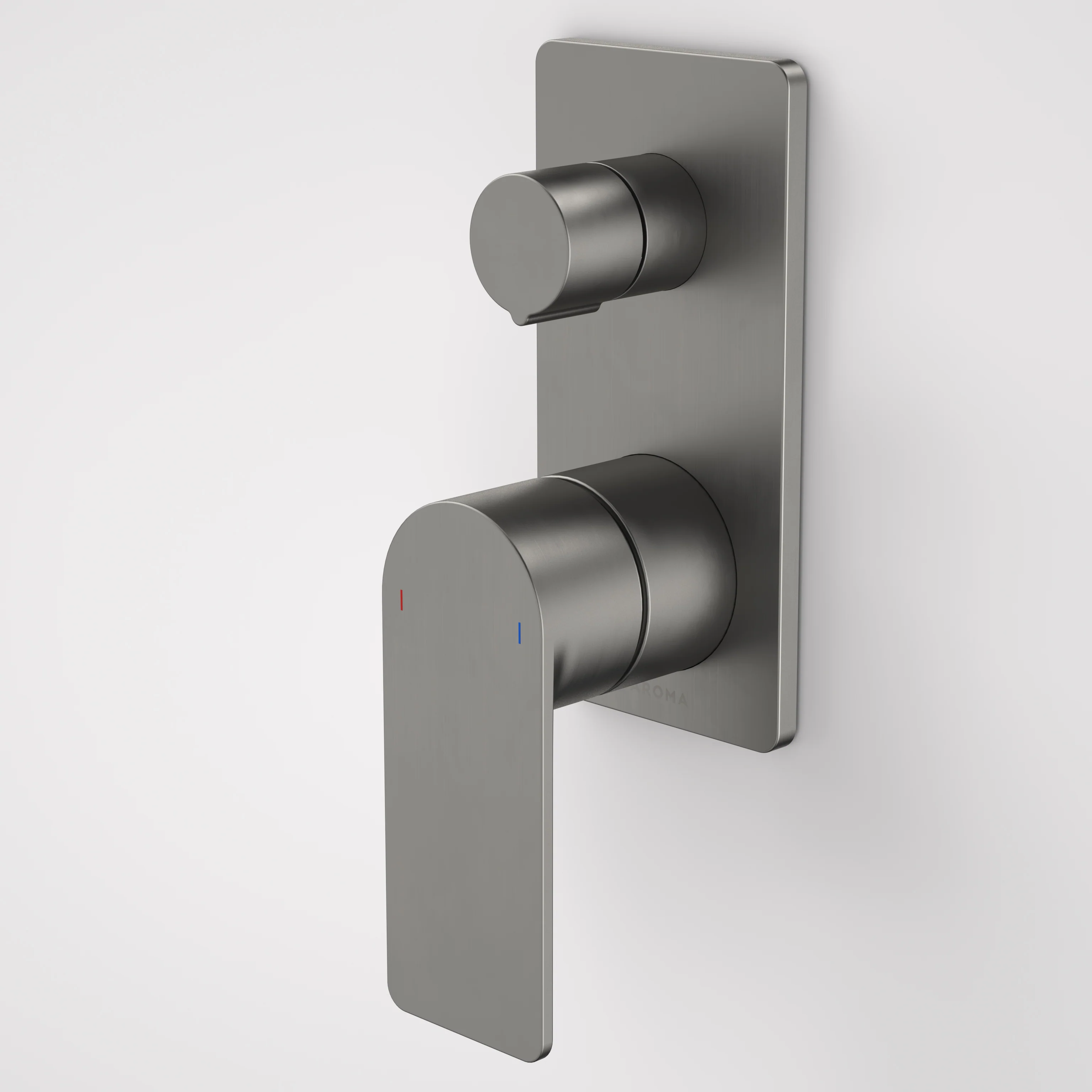 Caroma Urbane II Bath/Shower Mixer With Diverter Rectangular Cover Plate Gunmetal - Image 2