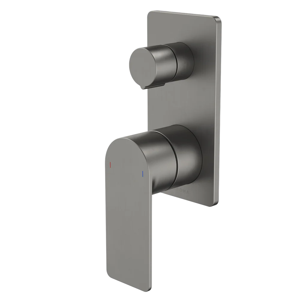Caroma Urbane II Bath/Shower Mixer With Diverter Rectangular Cover Plate Gunmetal - Image 3