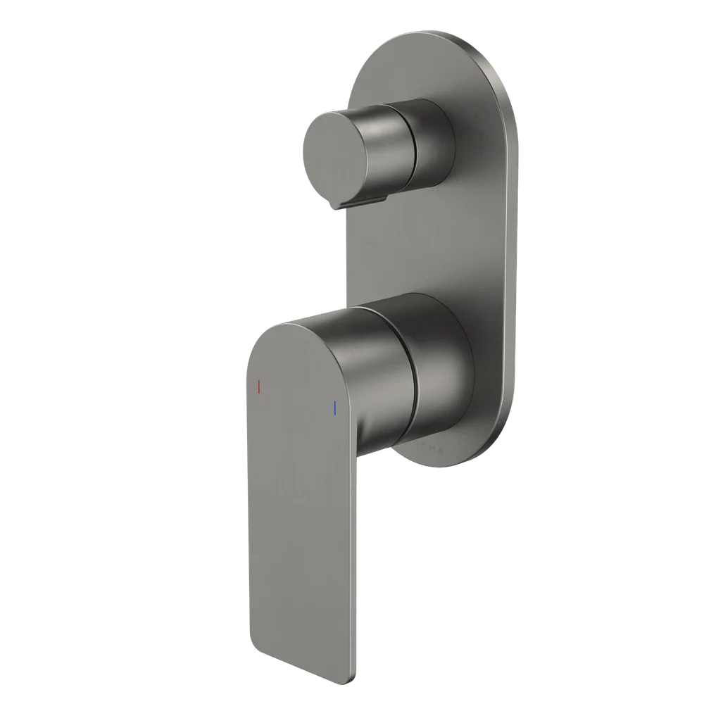 Caroma Urbane II Bath/Shower Mixer With Diverter Round Cover Plate Gunmetal - Image 3