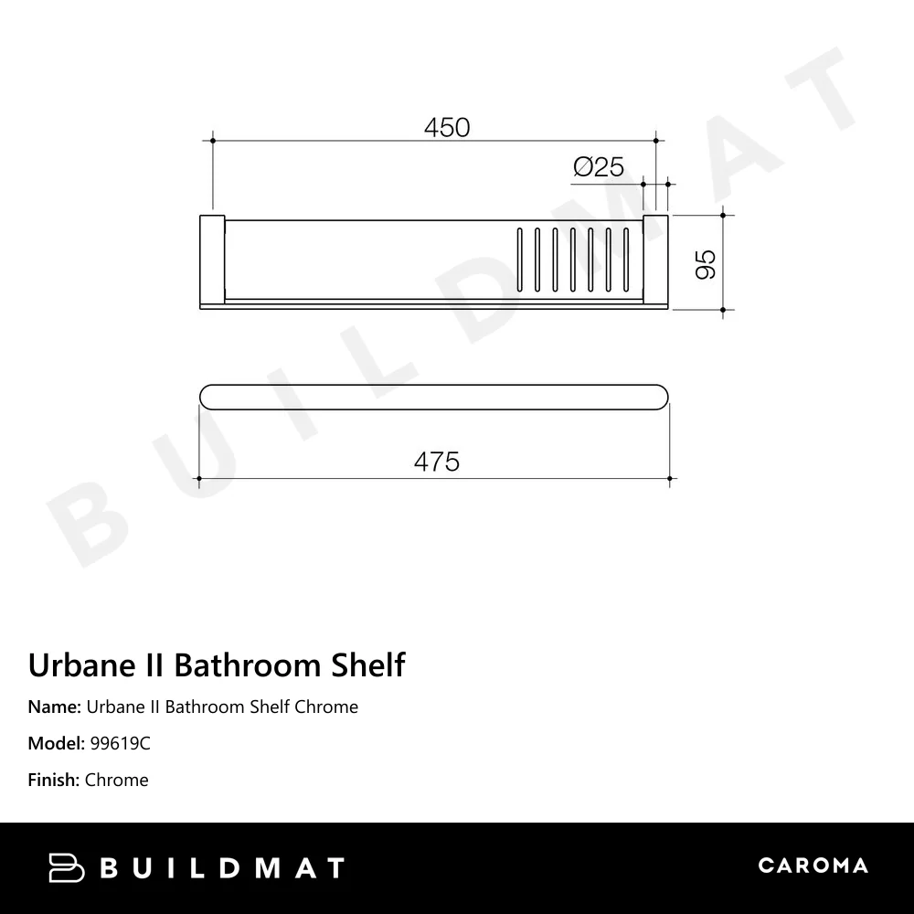 Caroma Urbane II Bathroom Shelf Chrome - Image 4