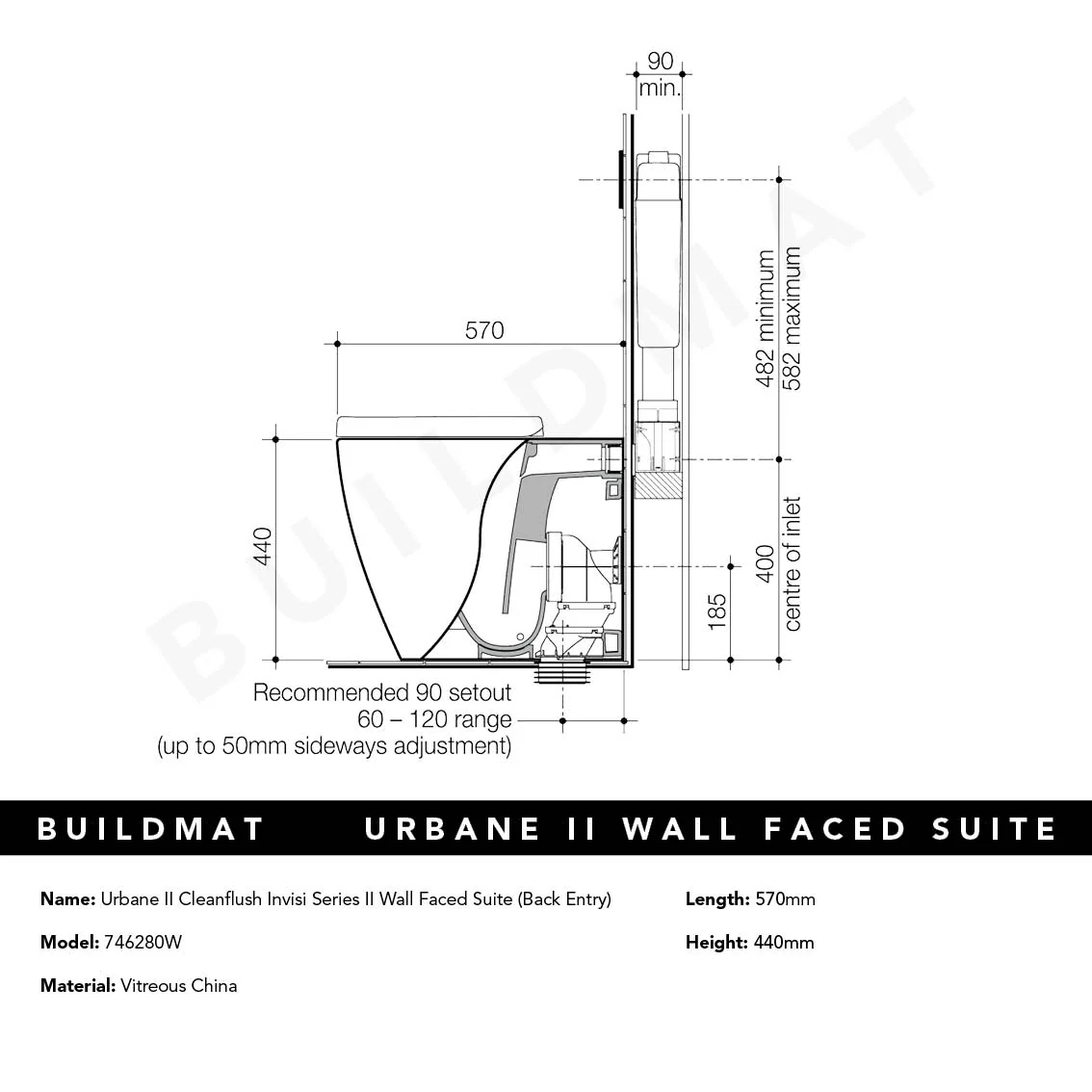 Caroma Urbane II CleanFlush Invisi Series II Wall Faced Suite (with GermGard) - Image 4