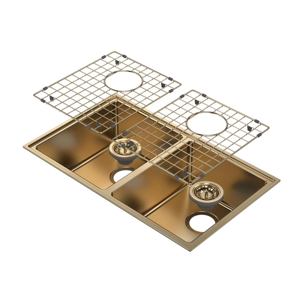 Caroma Urbane II Double Bowl Sink Brushed Brass - Image 3