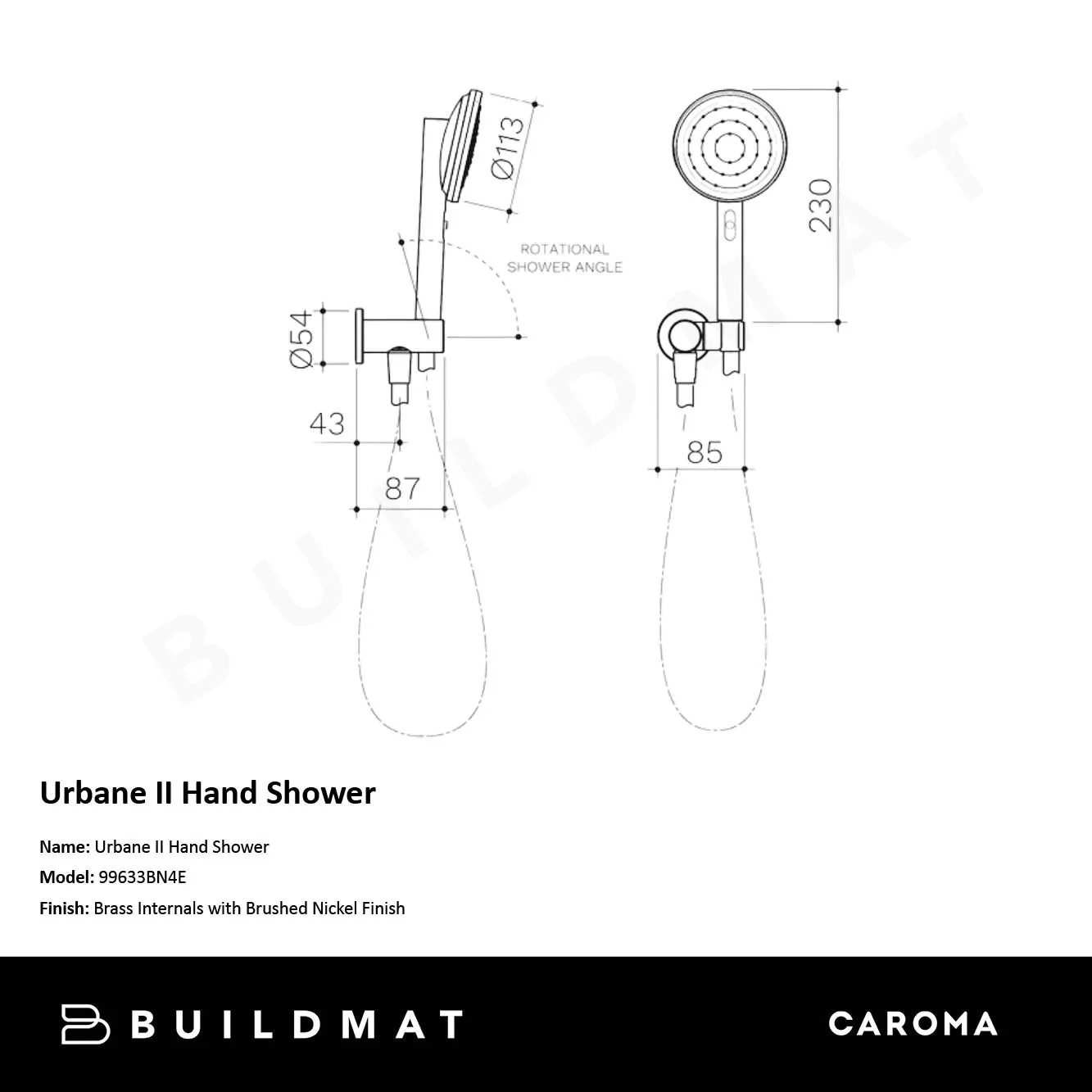 Caroma Urbane II Hand Shower Brushed Nickel - Image 4