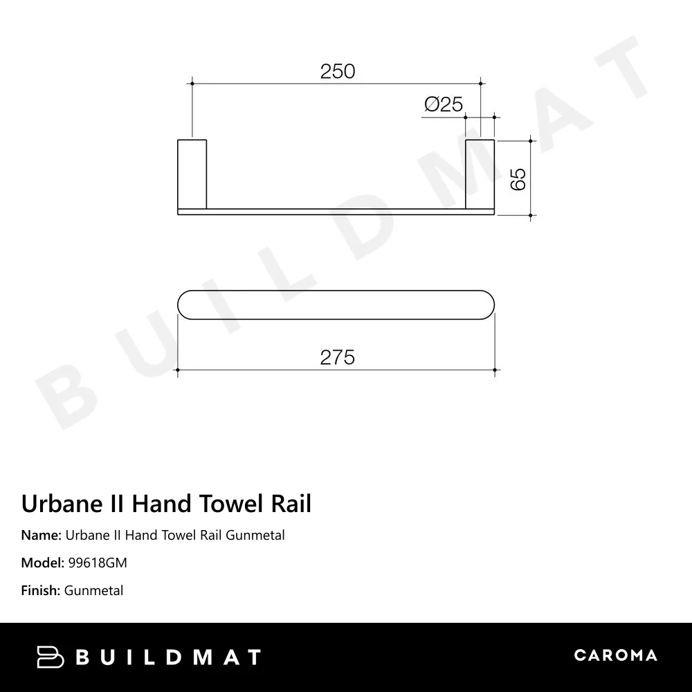 Caroma Urbane II Hand Towel Rail Gunmetal - Image 4