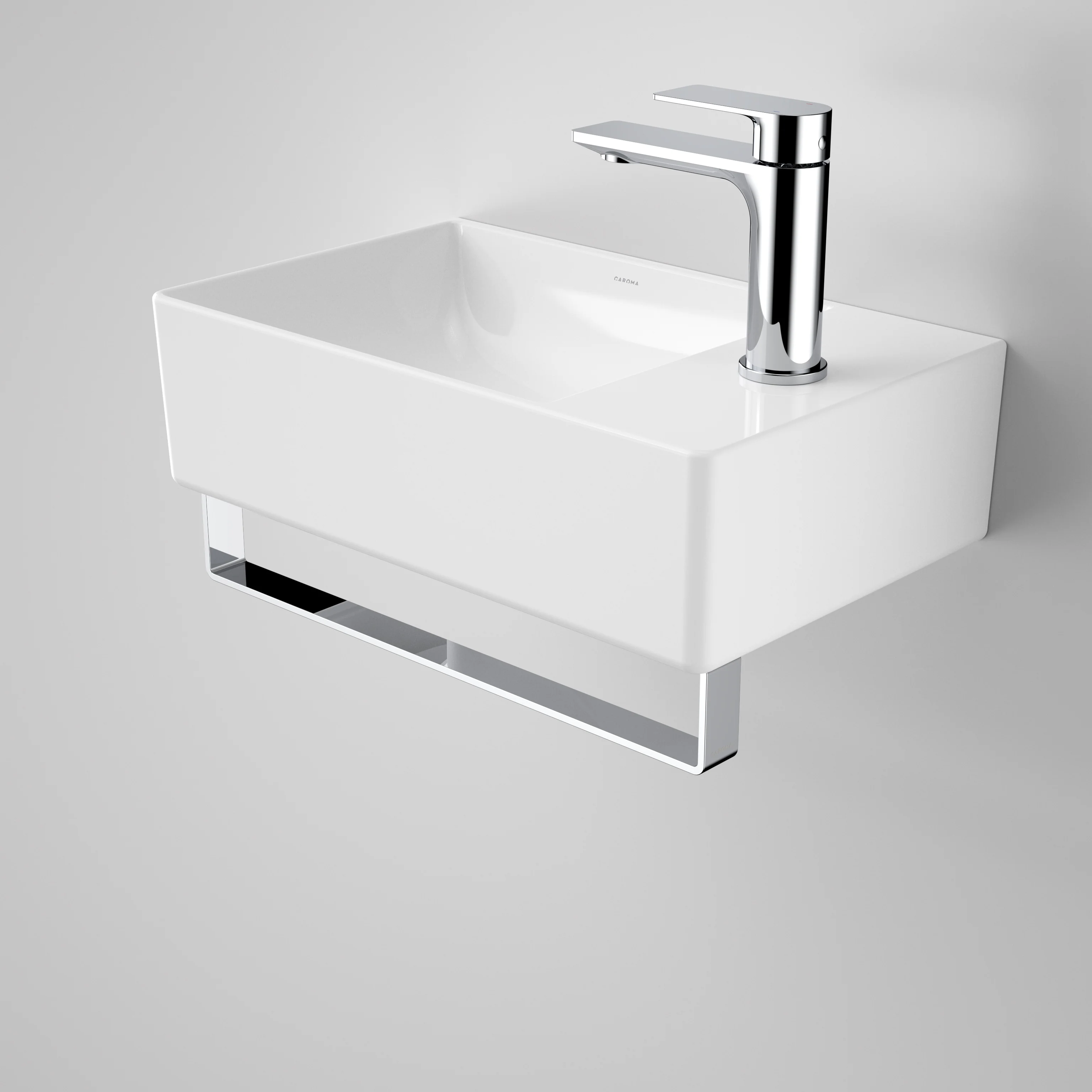 Caroma Urbane II Hand Wall Basin Integrated Rail Chrome - Image 4