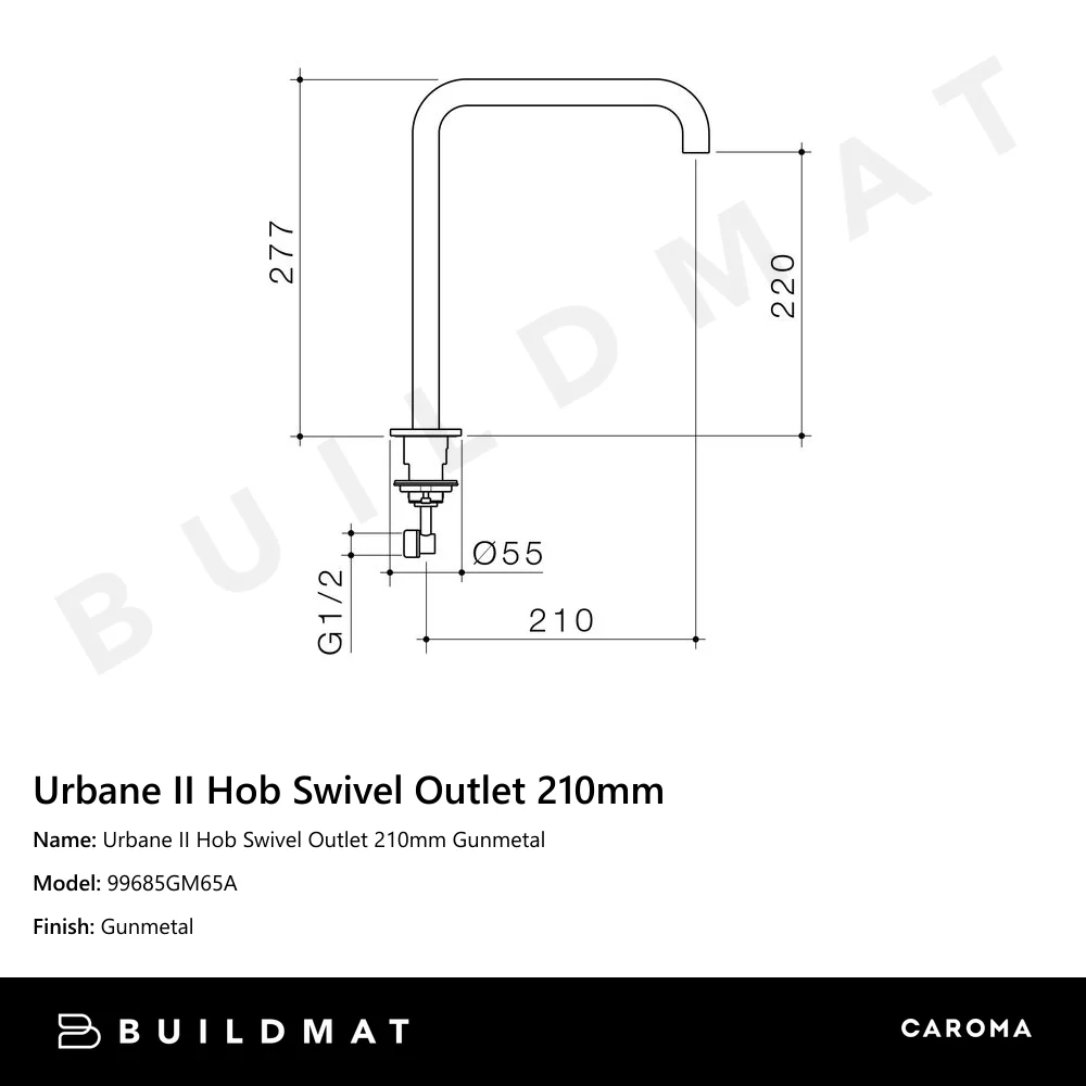 Caroma Urbane II Hob Swivel Outlet 210mm Gunmetal - Image 4