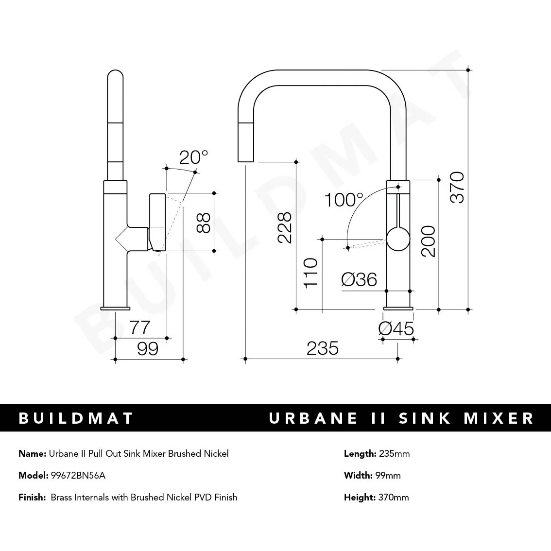 Caroma Urbane II Pull Out Sink Mixer Brushed Nickel Lead Free - Image 5