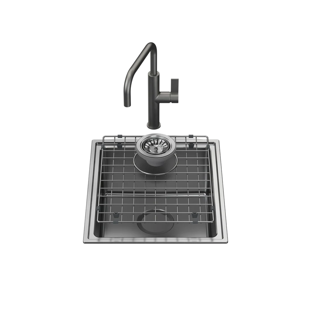 Caroma Urbane II Single Bowl Sink with Urbane II Sink Mixer Gunmetal - Image 3