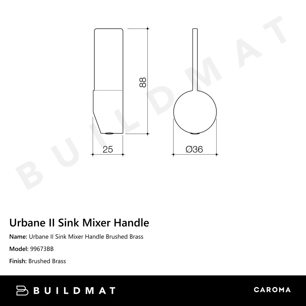 Caroma Urbane II Sink Mixer Handle Brushed Brass - Image 4