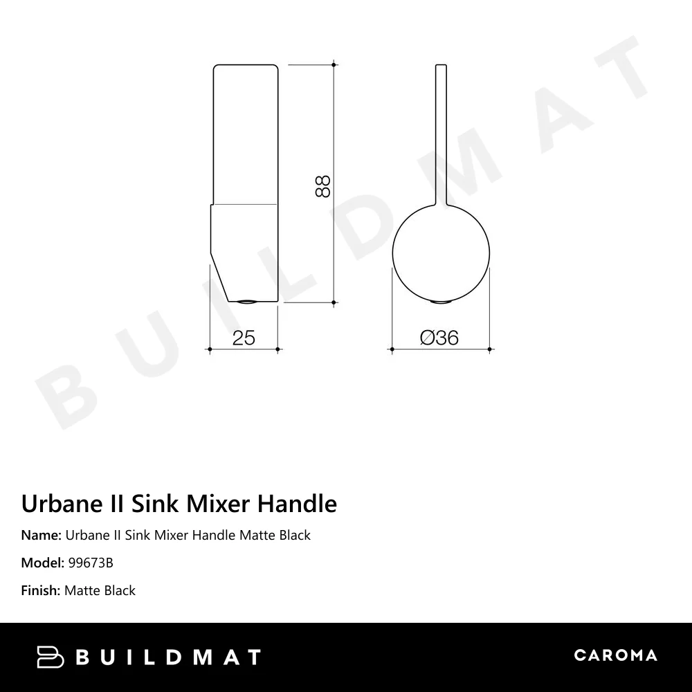 Caroma Urbane II Sink Mixer Handle Matte Black - Image 4