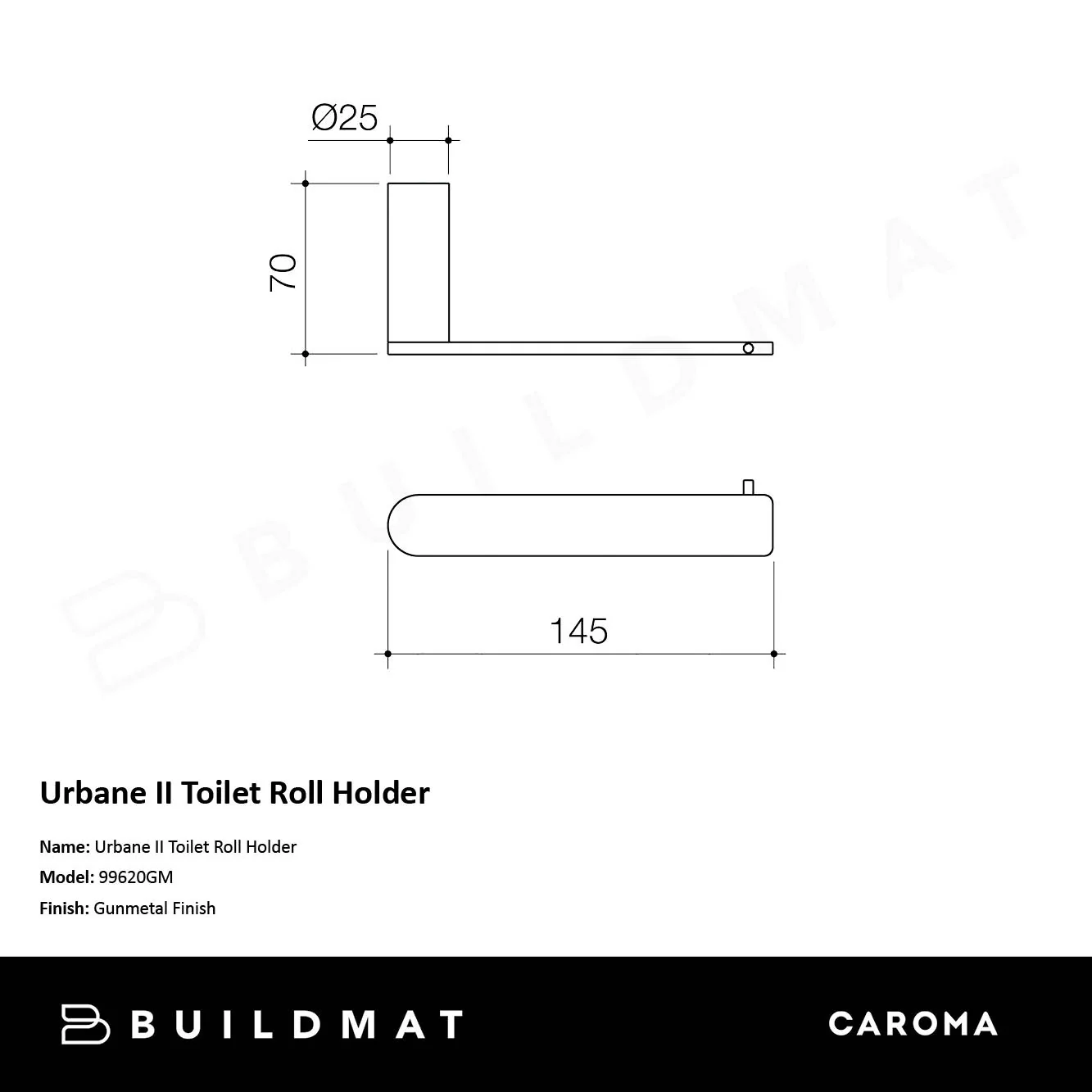 Caroma Urbane II Toilet Roll Holder Gunmetal - Image 4