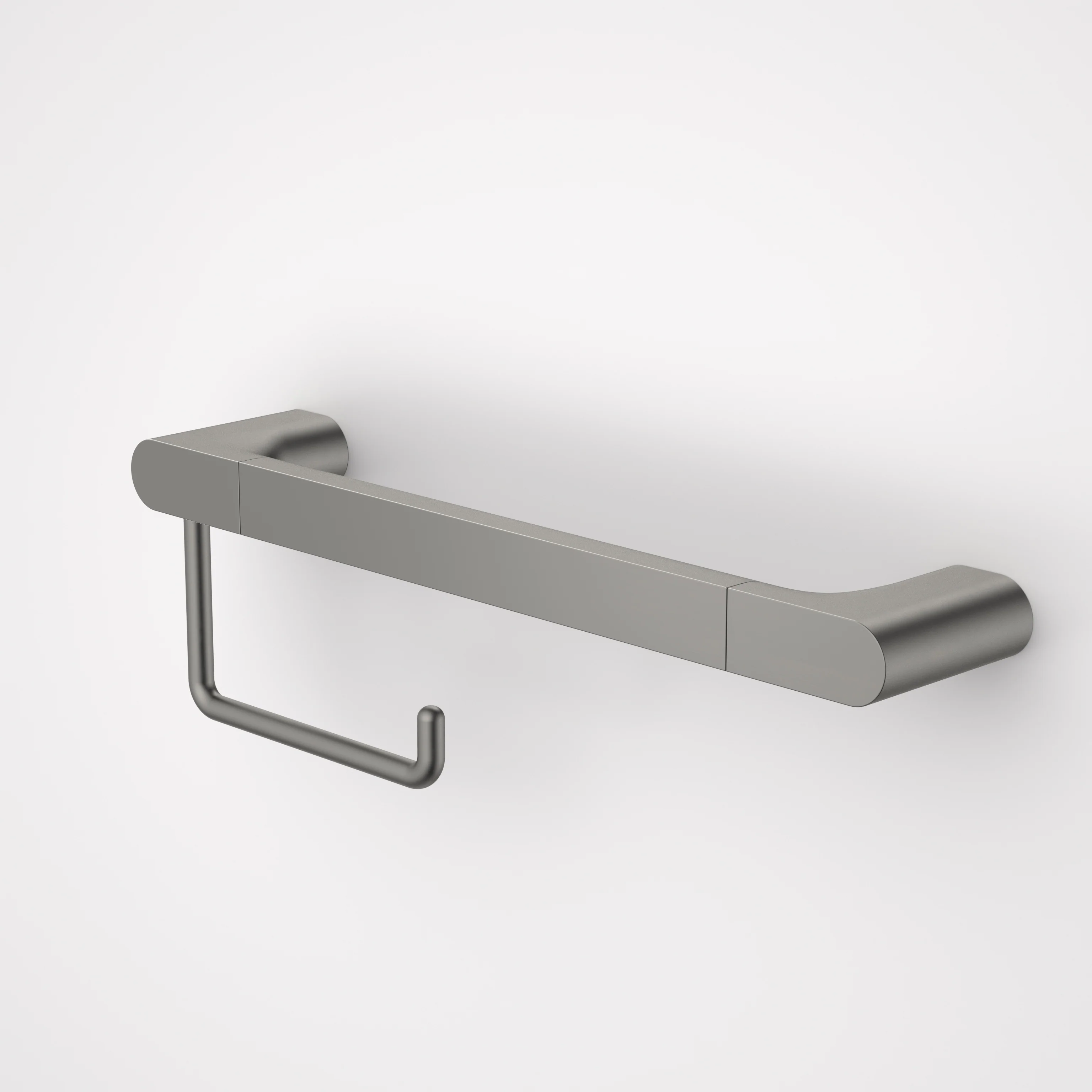 Caroma Urbane II Universal Rail 400mm Toilet Roll Holder Set Gunmetal - Image 2