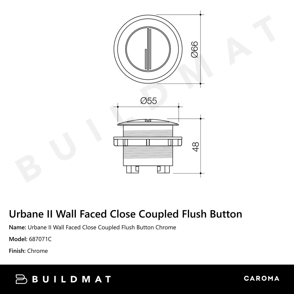 Caroma Urbane II Wall Faced Close Coupled Flush Button Chrome - Image 4