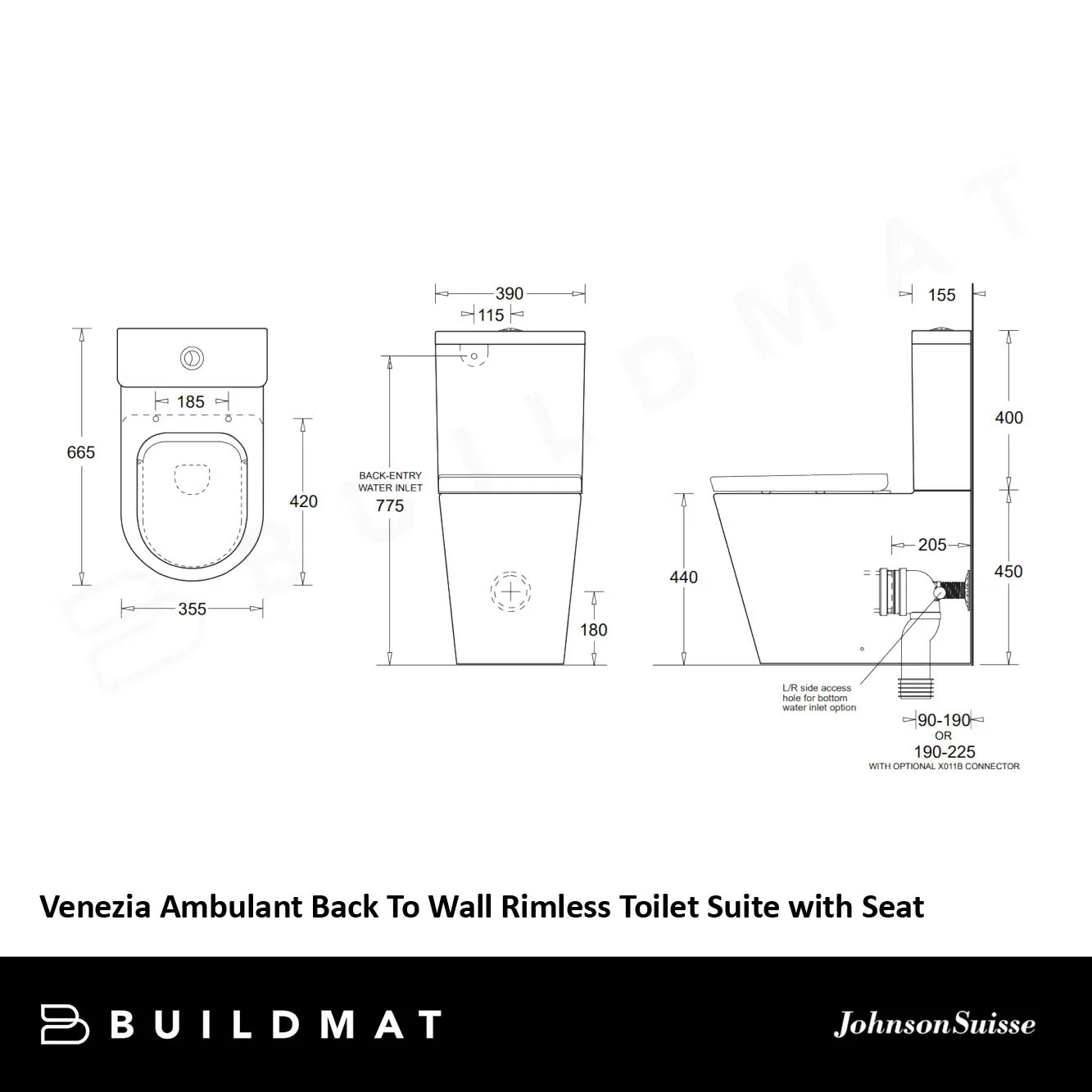 Johnson Suisse Venezia Ambulant Back To Wall Rimless Toilet Suite With Seat - Image 4