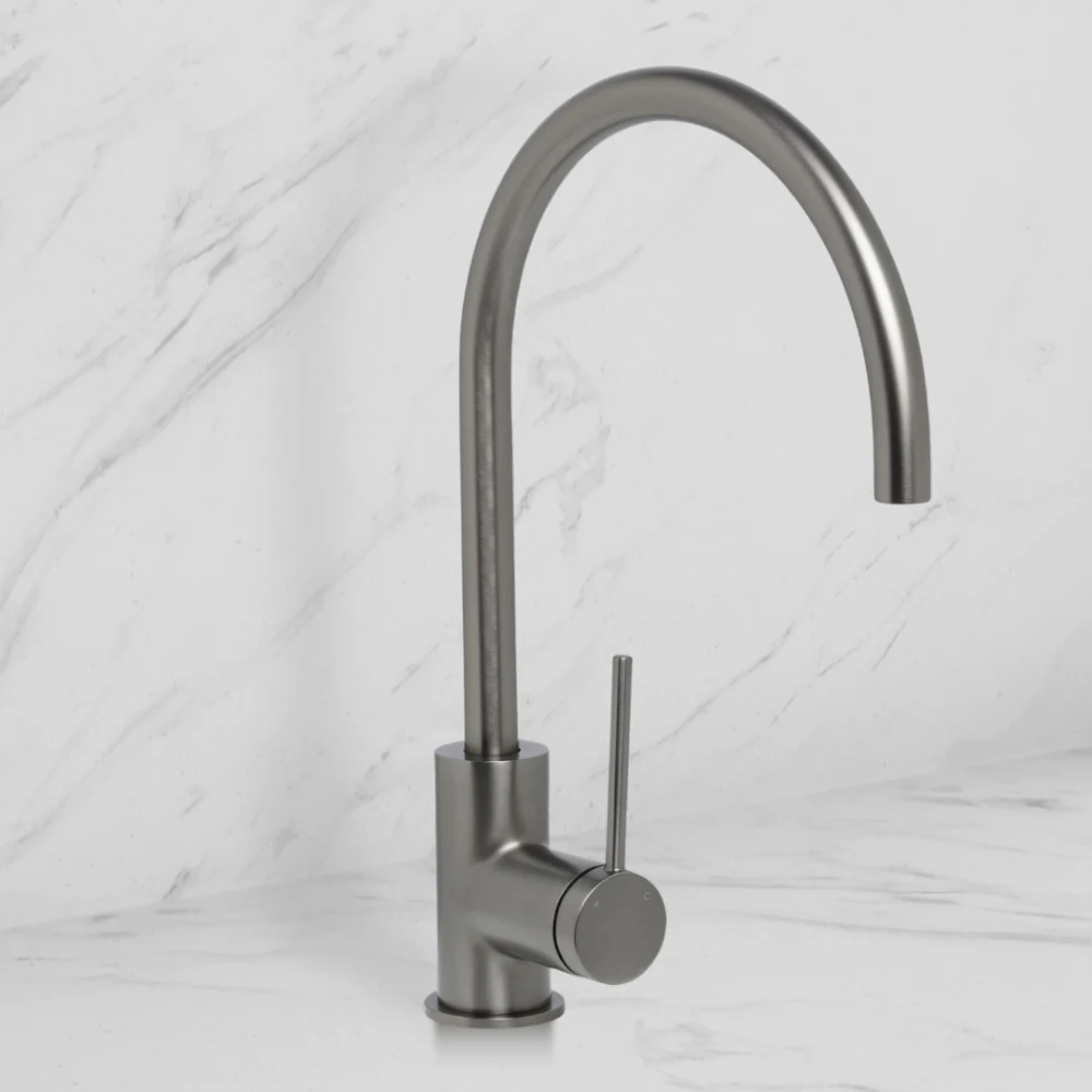 Johnson Suisse Venezia Gooseneck Sink Mixer Brushed Gunmetal Lead Free - Image 2