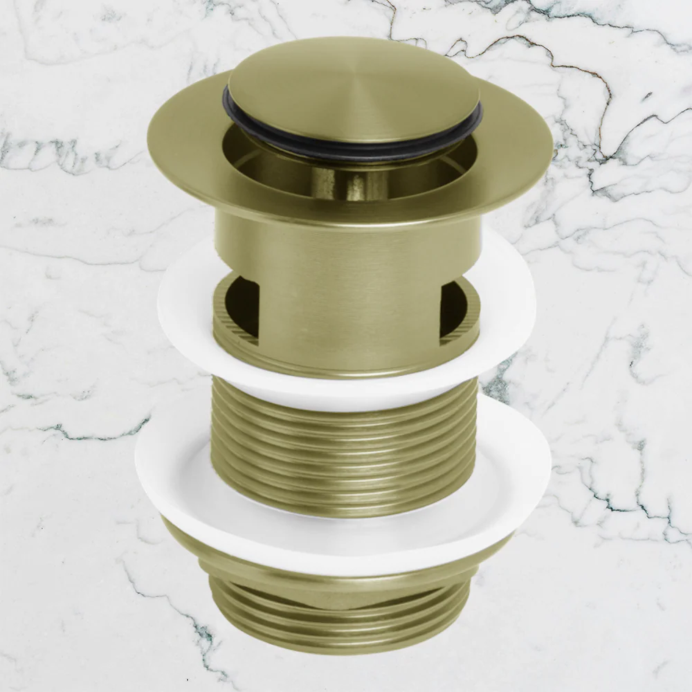 Johnson Suisse Venezia Pop-up Waste 32mm With Overflow Brushed Brass Gold - Image 2