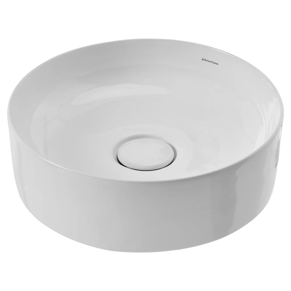 Johnson Suisse Venezia Round Countertop Vessel With Chrome Pop-down Waste White - Image 3