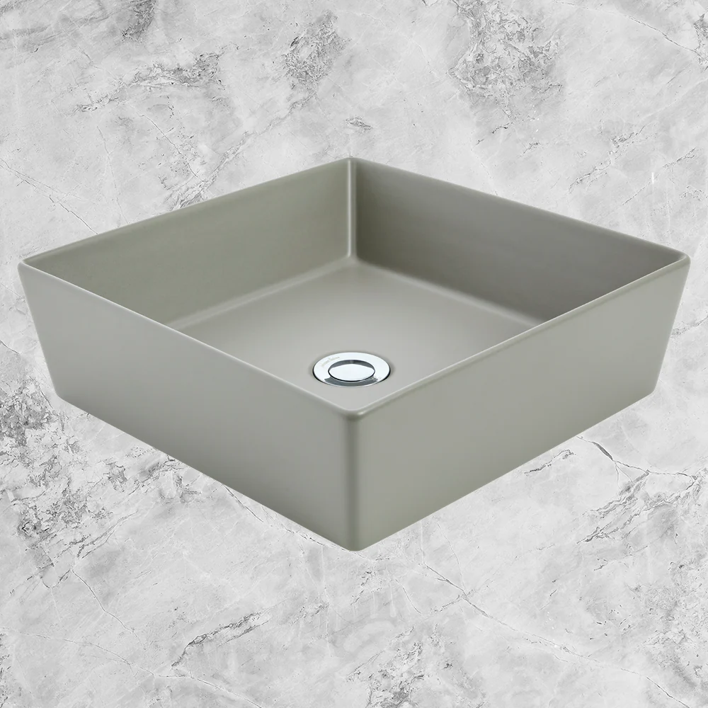 Johnson Suisse Venezia Square Countertop Vessel With Chrome Pop-up Waste Ash - Image 2