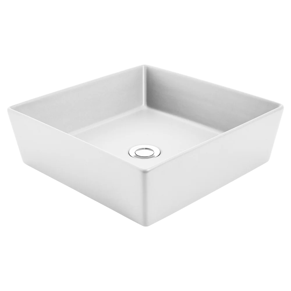 Johnson Suisse Venezia Square Countertop Vessel With Chrome Pop-up Waste White - Image 3