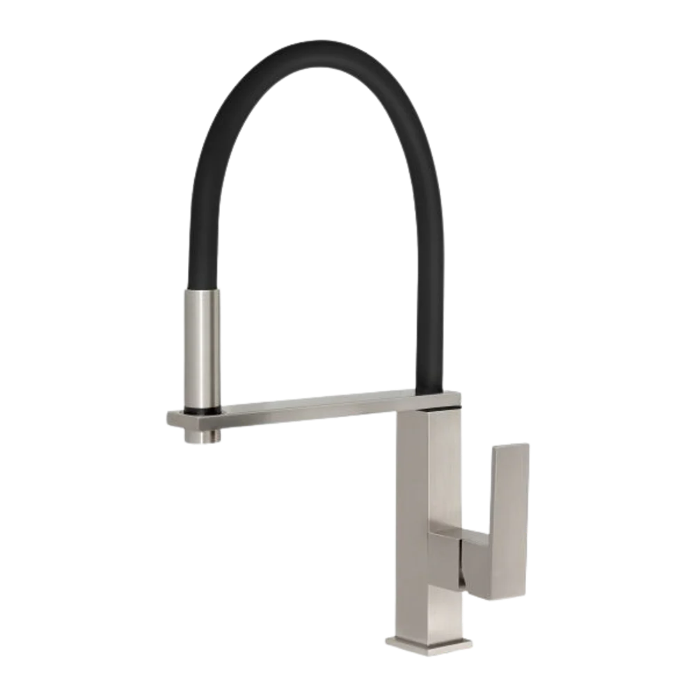 Phoenix Vezz Flexible Hose Sink Mixer Square 210mm Lead Free Brushed Nickel - Image 3